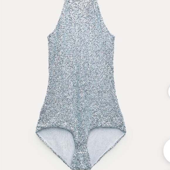 Zara Pants - Zara Women's Silver sequin  Jumpsuit